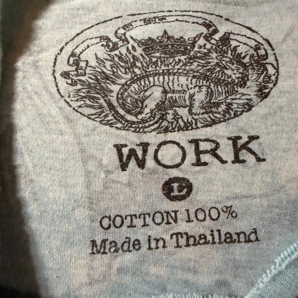 WORK Carp Koi Fish T-Shirt Men Blue White Japan Japanese Tattoo Yakuza V-Neck L - Picture 3 of 11